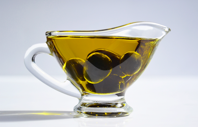 Cooking oil in glass server
